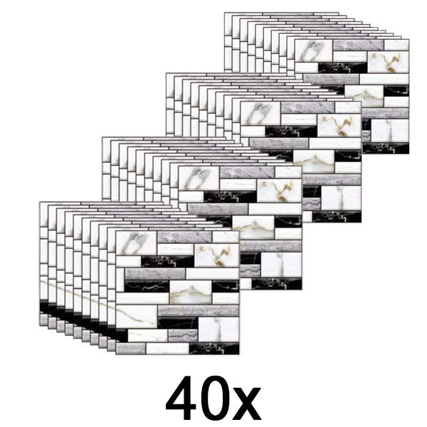 4x Autocolante de perete 3D cu aspect de marmură (10 buc) | MARBLEBLOCKS